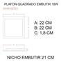 Imagem de 5 Plafon Painel Led Embutir Quadrado 18w Branco Frio 6500k