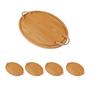 Imagem de 5 un Bandeja De Bambu Oval Com Alça De Corda Servir 38CM