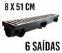 Imagem de 5  unidades - Ralo Linear 8 x 51 Multi Saídas - grelha em ALUMINIO - PRETO