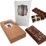 Imagem de 50 Caixas para barra de chocolate (lançamento) com berço regulável - Branco e Kraft
