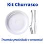 Imagem de 50 Kit Churrasco Descartável Com Prato 21cm Garfo e Faca Refeição reforçados