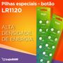 Imagem de 50 Pilhas Baterias LR1120 Elgin LR55 Alcalina 5 Cartelas