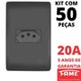 Imagem de 50un Tomada Padrão 2P+T 20A Com Placa Habitat Black FAME