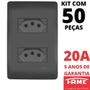 Imagem de 50un Tomada Padrão Dupla 2P+T 20A Com Placa Habitat Black FAME