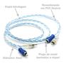 Imagem de 50x Cabos RCA 1 Metro Dupla Blindagem Injetado Azul 4mm Blindado Tech One
