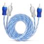 Imagem de 50x Cabos RCA 1 Metro Dupla Blindagem Injetado Azul 4mm Blindado Tech One
