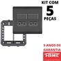 Imagem de 5un Interruptor Simples 10A 2 Teclas e Tomada Padrão Dupla 2P+T 20A Com Placa 4X4 Habitat Black FAME