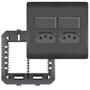 Imagem de 5un Interruptor Simples 10A 2 Teclas e Tomada Padrão Dupla 2P+T 20A Com Placa 4X4 Habitat Black FAME