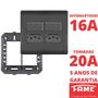 Imagem de 5un Interruptor Simples 10A 2 Teclas e Tomada Padrão Dupla 2P+T 20A Com Placa 4X4 Habitat Black FAME