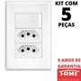 Imagem de 5un Interruptor Simples 16A e Tomada Dupla Padrão 2P+T 20A Com Placa Evidence FAME