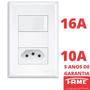 Imagem de 5un Interruptor Simples 16A e Tomada Padrão 2P+T 10A Com Placa Evidence FAME