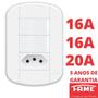 Imagem de 5un Interruptor Simples 2 Teclas 16A e Tomada Padrão 2P+T 20A Com Placa Blanc Mais FAME