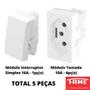 Imagem de 5un Módulo Interruptor Simples 16A e Tomada Padrão 2P+T 10A Modulare Evidence Blanc Mais FAME