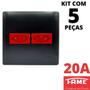 Imagem de 5un Tomada Padrão Dupla 2P+T 20A 4X4 Vermelha Com Placa Habitat Black FAME