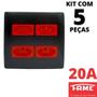 Imagem de 5un Tomada Padrão Quadrupla 2P+T 20A 4X4 Vermelha Com Placa Habitat Black FAME