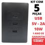 Imagem de 5un Tomada Tripla USB Bivolt 15W 5V 3A Com Placa Habitat Black FAME