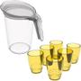 Imagem de 6 Copos Amarelos 300ml e 1 Jarra Transparente 2L com Tampa Água Suco Crippa