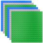 Imagem de 6 Pack grande rodapé de tijolos de construção em azul, verde, cinza, 10 x 10 polegadas Baseplates compatíveis com DUPLO, MEGA, Baseplate para DIY Play Table ou Wall