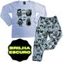 Imagem de 6 Peças de Roupas Pijamas Infantil/Juvenil Masculino 3 Camisa Manga e 3 Calças Q/ Brilha no Escuro