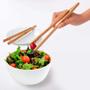 Imagem de 6 Pinças culinária reta bambu 36cm pegador macarrão salada carne fritura comida japonesa restaurante