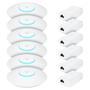 Imagem de 6 Roteadores Wi-Fi 6 Access Point 3.0 Gbps + 6 Injetores PoE+  6 U6+ Ubiquiti C/ 6 Fontes 48V 30W