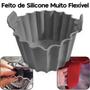 Imagem de 6 Seis Bandejas Formas Cestas de Silicone Tamanhos Variados Lavável com Alça Airfryer, Micro-ondas