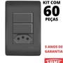 Imagem de 60un Interruptor Simples 2 Teclas 10A e Tomada Padrão 2P+T 10A Com Placa 4x2 Habitat Black FAME