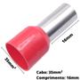 Imagem de 60un Terminal Tubular Ilhós Pré-isolado Simples Para Cabo de 35mm² Metal 16mm Vermelho E35-16