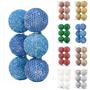 Imagem de 6pcs 3.94" Enfeites de Baile de Natal Glitter Lantejoulas Bola de Espuma Despedaçada Decorações de Árvore de Natal Natal Decorações De Natal Pendurados Bolas Definidas para Decorações de Festas de Casamento (Safira