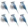 Imagem de 6pcs Blue Jay Bird Ornaments Pássaros de espuma de penas artificiais para a árvore de Natal Festival Temporada Decoração do Jardim de Inverno (Clip)