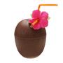 Imagem de 6pcs Hawaiian Beach Drink Cup com decoração de palha bebendo abacaxi de coco de plástico de palha para decorações de aniversário de festa Xícaras de chá (Marrom)