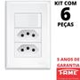 Imagem de 6un Interruptor Paralelo Three Way 16A e Tomada Dupla Padrão 2P+T 20A Com Placa Evidence FAME