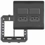 Imagem de 6un Interruptor Simples 10A 2 Teclas e Tomada Padrão Dupla 2P+T 10A Com Placa 4X4 Habitat Black FAME