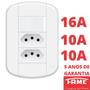 Imagem de 6un Interruptor Simples 16A e Tomada Dupla Padrão 2P+T 10A Com Placa Blanc Mais FAME