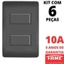 Imagem de 6un Interruptor Simples 2 Teclas 10A Com Placa 4x2 Habitat Black FAME