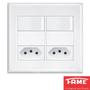 Imagem de 6un Interruptor Simples 2 Teclas 16A e Tomada Padrão Dupla 2P+T 10A Com Placa Evidence FAME