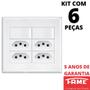 Imagem de 6un Interruptor Simples  2 Teclas 16A e Tomada Quádrupla Padrão 2P+T 10A Com Placa Evidence FAME