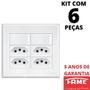 Imagem de 6un Interruptor Simples  2 Teclas 16A e Tomada Quádrupla Padrão 2P+T 20A Com Placa Evidence FAME
