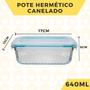 Imagem de 6Un Pote Canelado Hermético 640ML Vidro Trasparente/Resistente