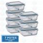 Imagem de 7 Pote de Vidro Hermético com Divisoria p/ Marmita 640ml