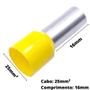 Imagem de 700un Terminal Tubular Ilhós Pré-isolado Simples Para Cabo de 25mm² Metal 16mm Amarelo E25-16