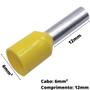 Imagem de 700un Terminal Tubular Ilhós Pré-isolado Simples Para Cabo de 6mm² Metal 12mm Amarelo E6012
