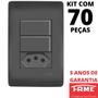 Imagem de 70un Interruptor Paralelo Three Way 10A 2 Teclas e Tomada Padrão 2P+T 20A Com Placa 4x2 Habitat Black FAME