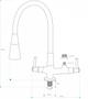 Imagem de 7142 C80 Torneira Gourmet Bica Móvel Preta em ABS Bancada Mesa Pia Cozinha Tubo Flexível Cone Saída Filtro 1/2 Purificador 1/4
