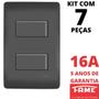 Imagem de 7un Interruptor Paralelo Three Way 2 Teclas 10A Com Placa 4x2 Habitat Black FAME