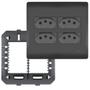Imagem de 7un Tomada Padrão Quadrupla 2P+T 20A 4X4 Com Placa Habitat Black FAME