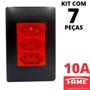 Imagem de 7un Tomada Padrão Tripla 2P+T 10A Vermelha Com Placa Habitat Black FAME