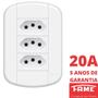 Imagem de 7un Tomada Padrão Tripla 2P+T 20A Com Placa Blanc Mais FAME