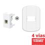 Imagem de 7un Tomada Telefone RJ11 4 Vias Com Placa Blanc Mais FAME