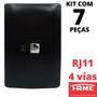 Imagem de 7un Tomada Telefone RJ11 4 Vias Com Placa Habitat Black FAME